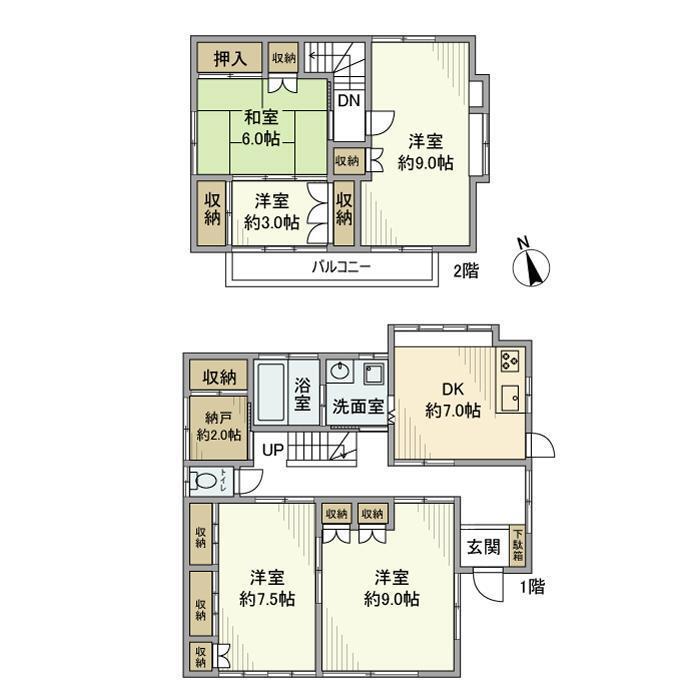 京浜東北・根岸線 北浦和駅 徒歩9分 2階建 築51年(5DK)の間取り写真