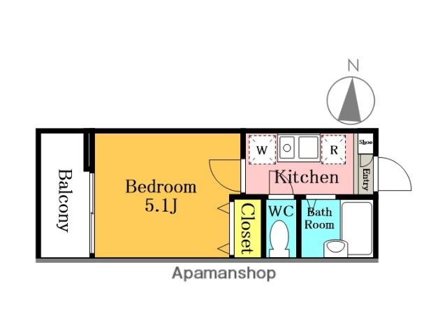 MELDIA南元宿2丁目(1K/1階)の間取り写真