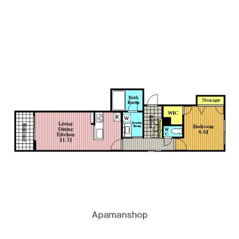 オルバーノ北浦和公園(1LDK/1階)の間取り写真