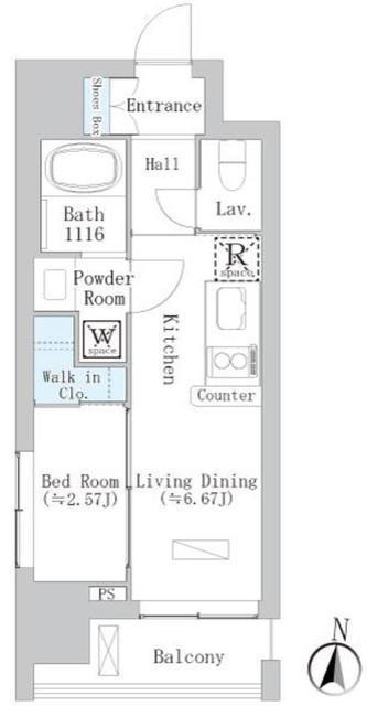 ルミエール浦和仲町(1DK/8階)の間取り写真
