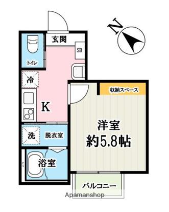 ドメーヌ西堀(1K/1階)の間取り写真