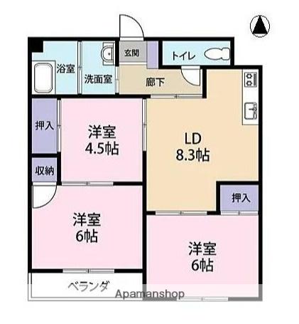 太田窪公社(3DK/5階)の間取り写真