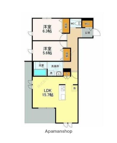 プリムヴェール(2LDK/1階)の間取り写真