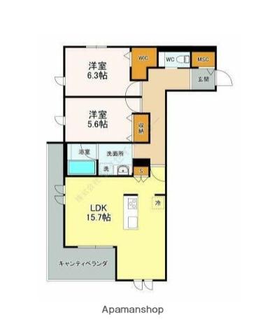 プリムヴェール(2LDK/1階)の間取り写真