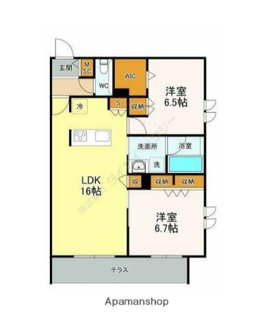 プリムヴェール(2LDK/1階)の間取り写真