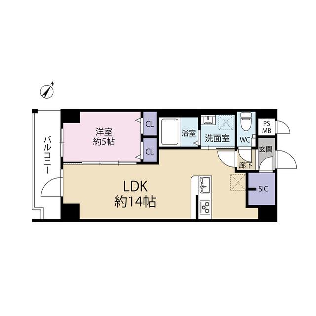 ボンドスクエアー01(1LDK/6階)の間取り写真