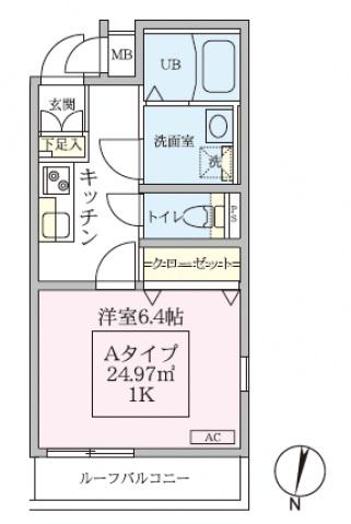スカイルーチェ南浦和(1K/2階)の間取り写真