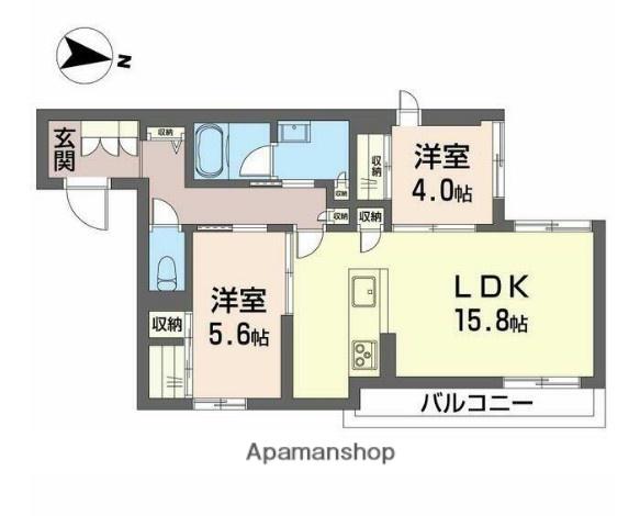 クオリスタ元町(2LDK/2階)の間取り写真