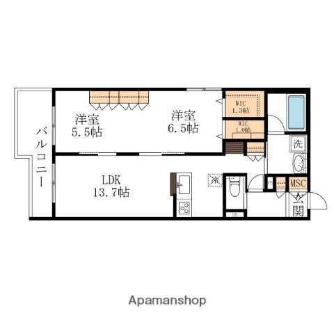 BELLE GRACE(2LDK/2階)の間取り写真