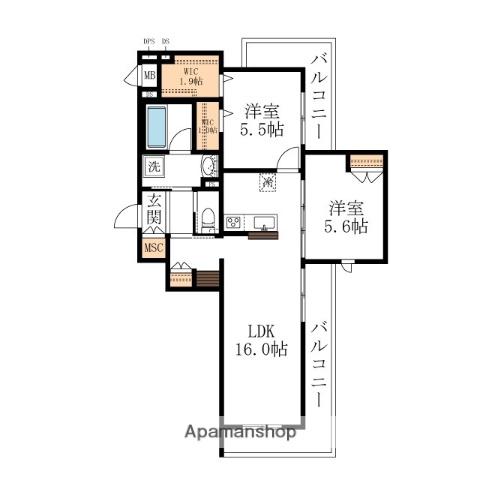 BELLE GRACE(2LDK/3階)の間取り写真