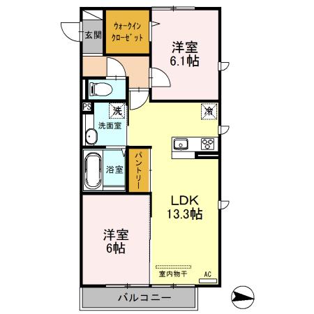 元町イグレットII(2LDK/3階)の間取り写真