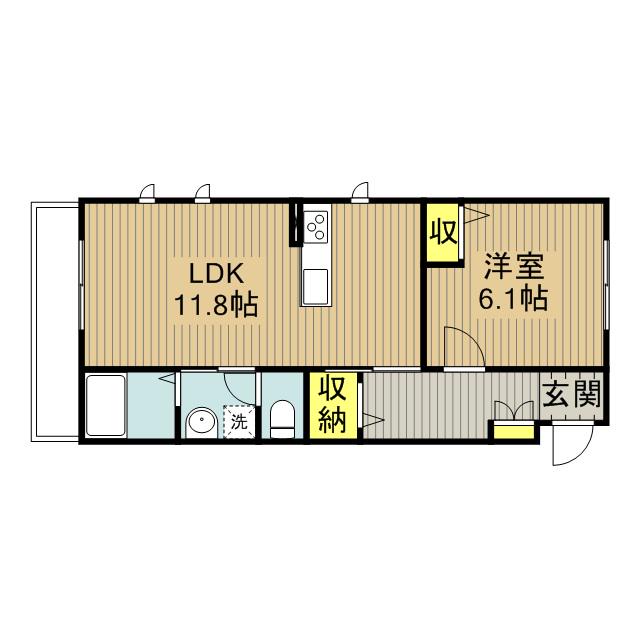 BLANCNOIR(1LDK/1階)の間取り写真