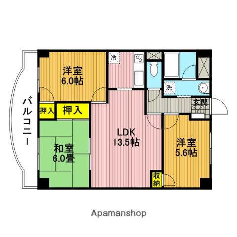 プリムヴェール西堀(3LDK/3階)の間取り写真