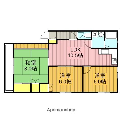 原殿ハイツ(3LDK/2階)の間取り写真