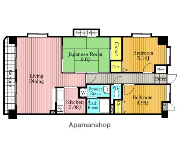 アスピシャス(3LDK/5階)の間取り写真