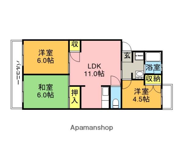 サンライズマンション大宮(3LDK/4階)の間取り写真