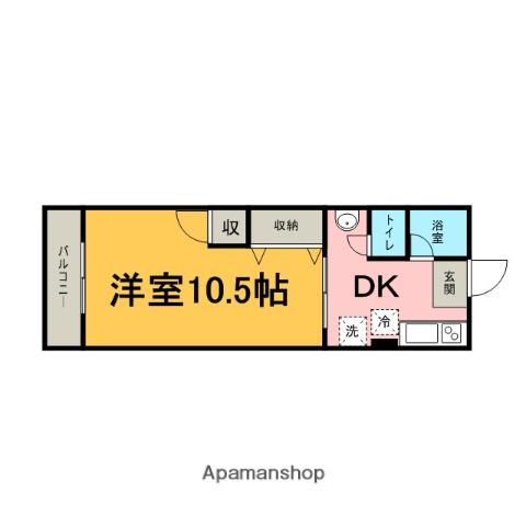 シティハイム郷照(1DK/2階)の間取り写真