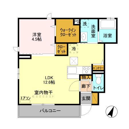 エステートシマムラC(1LDK/1階)の間取り写真
