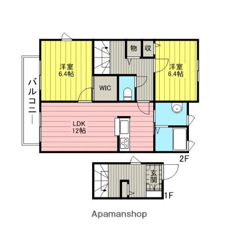 VOLARE(2LDK/2階)の間取り写真