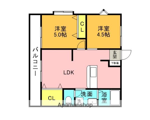 ハッピーライフ松原(2LDK/2階)の間取り写真