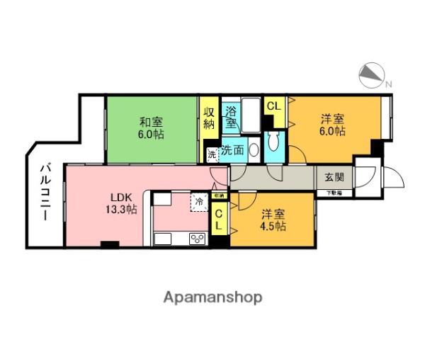 アゼリア・シティ上尾弐番館(3LDK/4階)の間取り写真