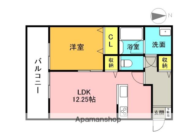 モダンカーサ日進Ⅱ(1LDK/2階)の間取り写真