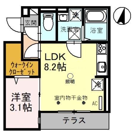 コリーヌヴェール日進(1LDK/1階)の間取り写真