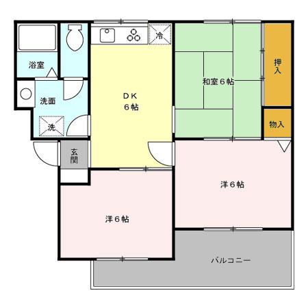 サンヴァリーⅡ(3DK/3階)の間取り写真
