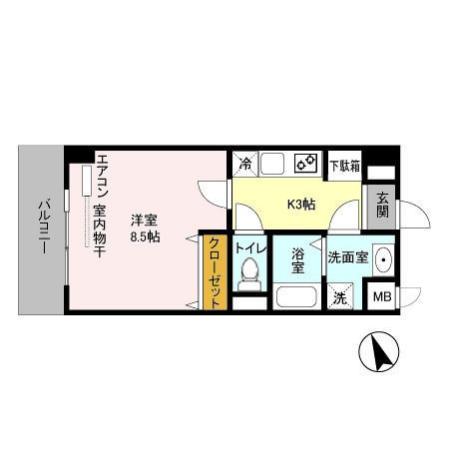 アルカータ壽(1K/4階)の間取り写真