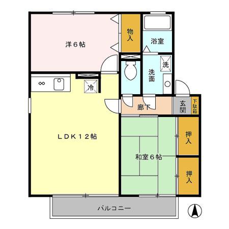 ハイツサンバレー(2LDK/1階)の間取り写真