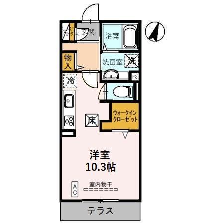 メテオール(ワンルーム/1階)の間取り写真