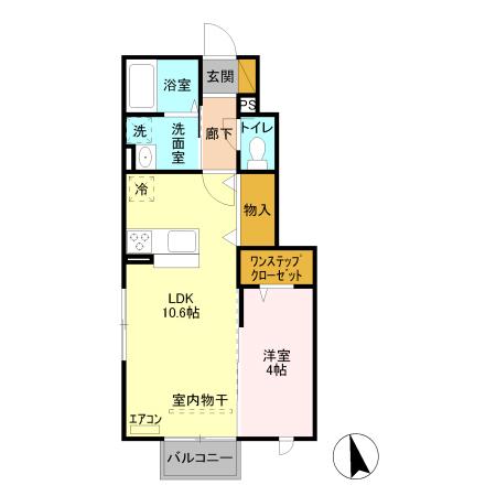 セジュールアンラビ(1LDK/1階)の間取り写真