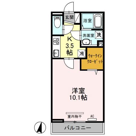 コスモス(1K/2階)の間取り写真