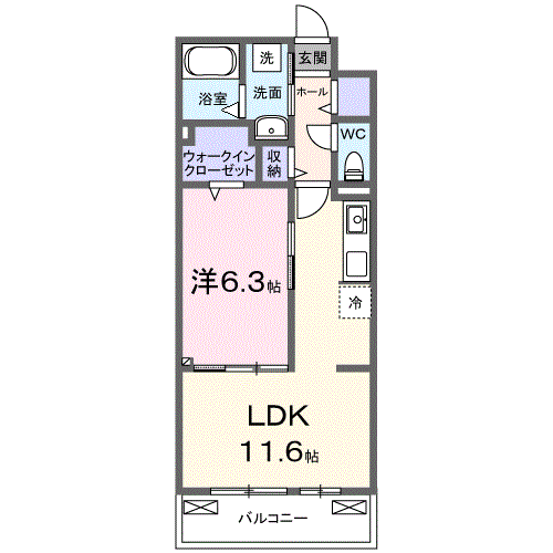 メゾン・シュシュⅡ(1LDK/3階)の間取り写真