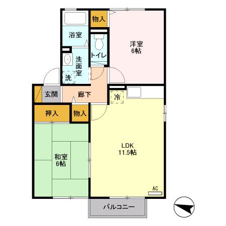 グランナチュールA(2LDK/2階)の間取り写真