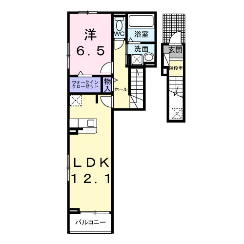 イーケートラスト(1LDK/2階)の間取り写真