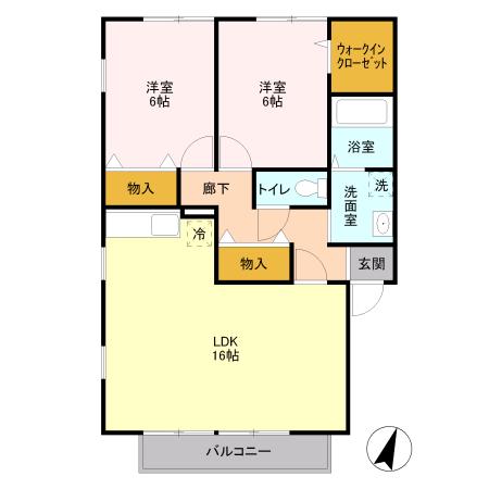 サンモール・ソシア1(2LDK/1階)の間取り写真