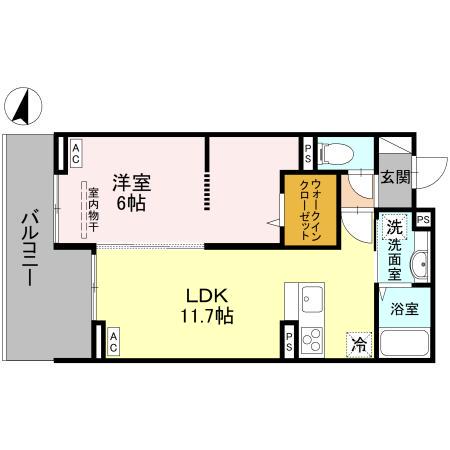 グランヴィル(1LDK/2階)の間取り写真