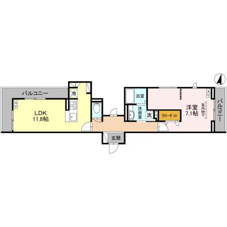 グランヴィル(1LDK/2階)の間取り写真