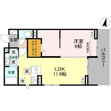 グランヴィル(1LDK/1階)の間取り写真