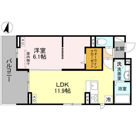 グランヴィル(1LDK/3階)の間取り写真