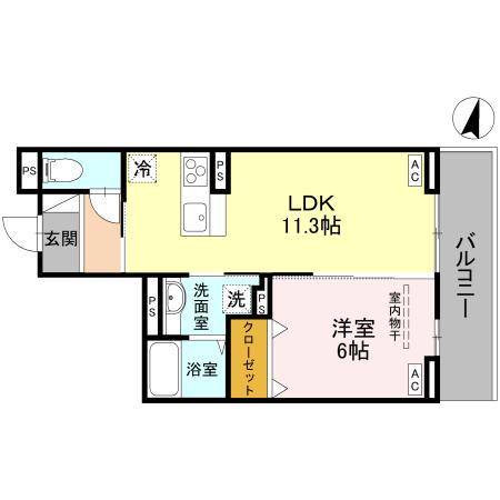 グランヴィル(1LDK/2階)の間取り写真