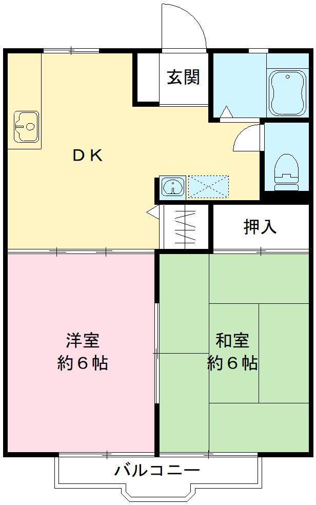 ハイツリスボア(2DK/2階)の間取り写真