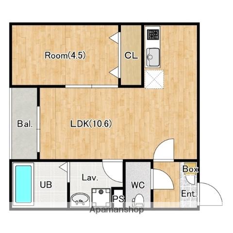 ジーメゾン東宮原(1LDK/1階)の間取り写真