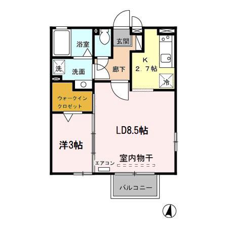 ヴィクトワールII(1LDK/2階)の間取り写真