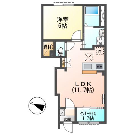 FUDEN(1LDK/1階)の間取り写真