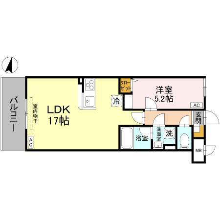 GRACE ATAGO(1LDK/3階)の間取り写真