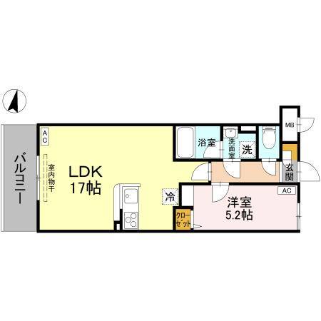 GRACE愛宕(1LDK/3階)の間取り写真