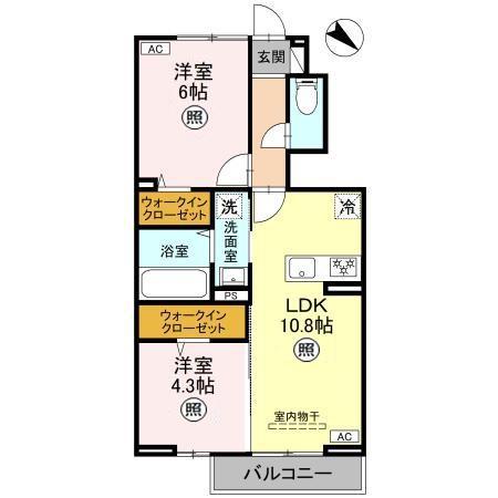 CLASSEUM桶川泉I/II I(2LDK/1階)の間取り写真