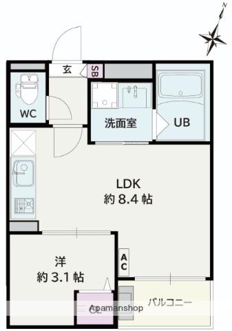 JACK YOSHINO Ⅰ(1LDK/2階)の間取り写真